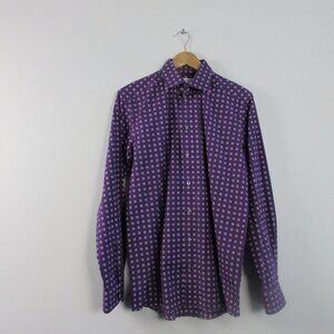 Eton Contemporary Men's Dress Shirt 39 Purple Floral Luxury Designer Pattern 274